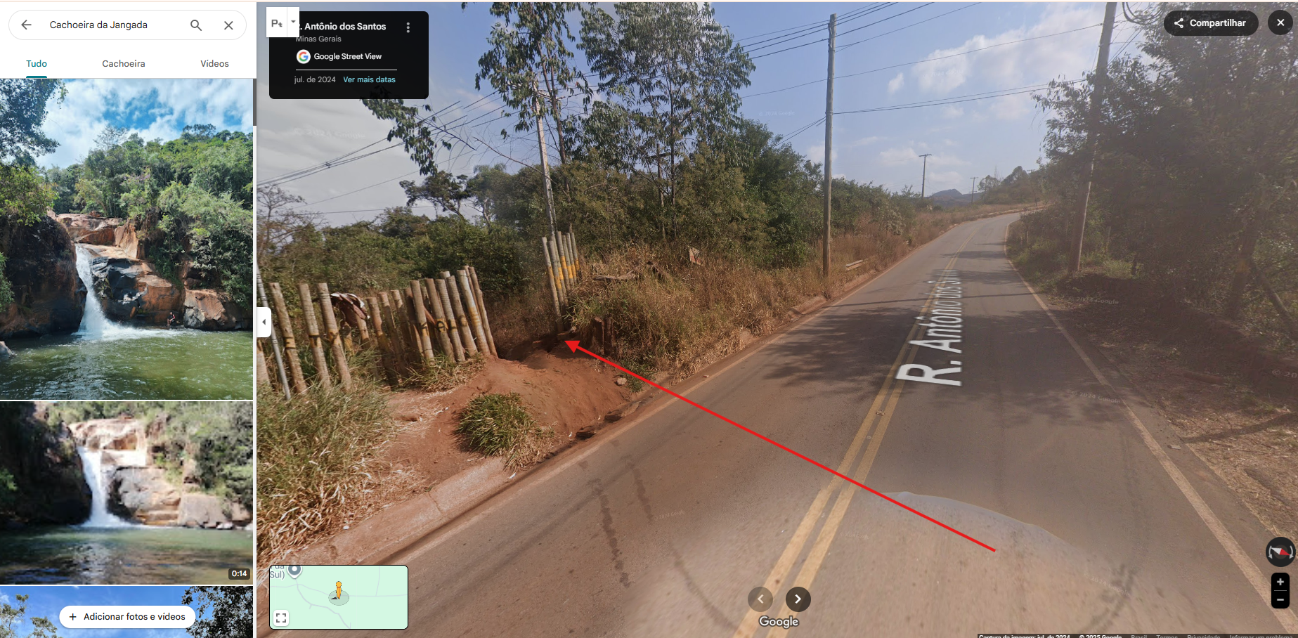 Entrada da trilha da cachoeira